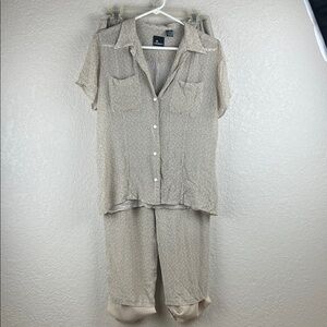 Floral Button-Up Shirt/Blouse and Pants Set Comfy Grandma